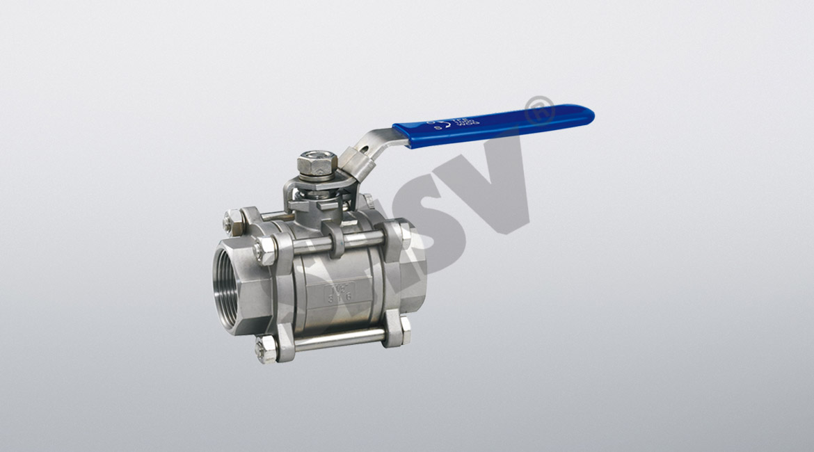 Three-piece welded stainless steel ball valve